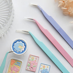 2Pcs Tweezers Set Straight and Cutter Wax Pellets Splitter