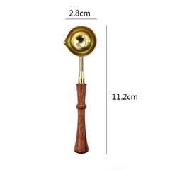 2PCS Brass Wax Spoon Vintage Elegant Wooden Handle Copper
