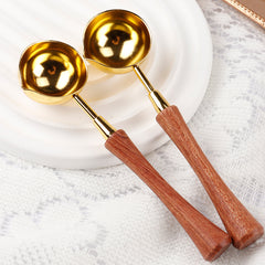 2PCS Melting Spoon Big Wooden Handle Sealing Spoon