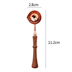 2PCS Brass Wax Spoon Vintage Elegant Wooden Handle Copper